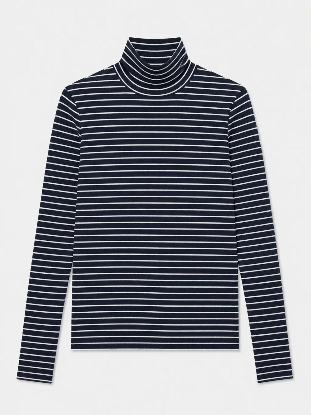 Striped Ribbed Mock Neck